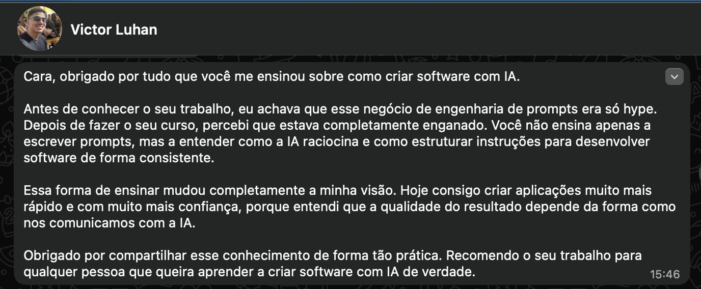 Depoimento real de aluno