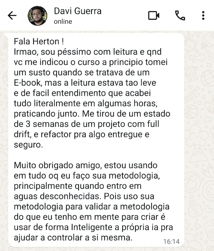 Depoimento real de aluno